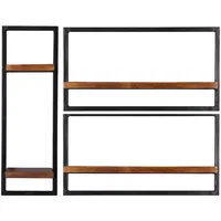 SIT Möbel Panama Wandregal 95 x 25 x 75 cm Antikschwarz