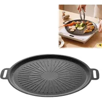 Gusseiserne Grillplatte, Plancha-grill, Ø 36 Cm Bbq-plancha Mit Griff, Runde Grillplatte Für Raketenofen, Gasgrill, Plancha-platte
