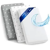 Totsy Baby Spannbettlaken Kinderwagen Baby Spannbetttücher 3er Set: 55x90 cm - 2X Bettlaken + 1x wasserdichter Matratzenschoner - Babybett Zubehör für Kinderbett Beistellbett Stubenwagen 55 x 90