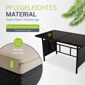 Juskys Manacor Lounge-Set schwarz/beige inkl. Abdeckung