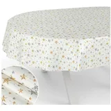 ANRO Tischdecke pflegeleicht Weihnachten Tischtuch Christmas Strene Tischwäsche (Einzelstück 1-tlg), Schutz-Beschichtung wasserabweisend Oval 280x140cm goldfarben|silberfarben Oval | 140 cm x 280 cm