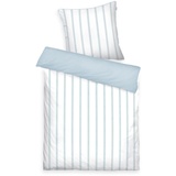 Tom Tailor Satin-Bettwäsche, 80x80cm + 155x220 cm,100% Baumwolle/Satin, mit Wendemotiv, farbiger Paspel am Kissen und Markenreißverschluss,CLASSIC SATIN STRIPES Weiß, Hellblau (Light Lemon & Sky Blue)