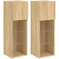VidaXL TV-Schränke mit LED-Leuchten 2 Stk. Sonoma-Eiche 30,5x30x90 cm