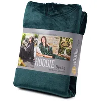 Gözze Hoodie-Decke mit Kapuze, Strickbündchen am Ärmel und seitlichen Schlupftaschen, 100% Polyester (Mikrofaser), Universalgröße - Dunkelgrün