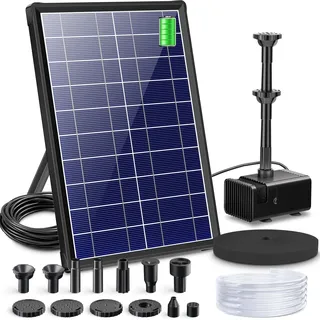Biling 8W Solar Springbrunnen für Außen mit Akku bis 600 Liter Gartenteiche