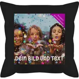 Kissen 50x50 - Foto eigenem - Fotogeschenk I Geschenk Bild personalisiert I Geschenk mit Bild I Custom Photo - 50 x 50 cm - Schwarz - fotopolster fotokissen selbst gestalten personalisiertes Druck