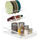 Relaxdays Küchenschrank Organizer, ausziehbar, freistehend, mehr Stauraum, Küchenregal HxBxT: 39,5 x 25 x 40 cm, weiß,