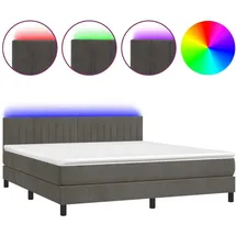 vidaXL Boxspringbett mit Matratze & LED Dunkelgrau 180x200 cm Samt