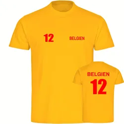 multifanshop Herren T-Shirt - Belgien - Trikot Nummer 12 - Druck rot - Männer