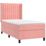 vidaXL Boxspringbett mit Matratze & LED Rosa 100x200 cm Samt