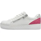 Marco Tozzi Damen Sneaker flach mit Reißverschluss Vegan, Weiß (White/Silver), 38 EU