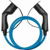 Kabelmeister E-Auto-Ladekabel Mode 3, Typ 2 Stecker an Buchse, 3-phasig, 16 A, 11 kW, blau, 2,5m