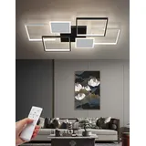 QYSMGS LED-Deckenbeleuchtung Modern Rechteckige Deckenlampen Für Wohnzimmer Dimmbar Mit Fernbedienung Contro Flush Mount Deckenleuchte Für Wohnzimmer Schlafzimmer Stube (Schwarz, 90cm)