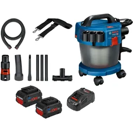 Bosch GAS 18V-10 L inkl. 2 x 5,5 Ah Akku + Ladegerät + Zubehör-Set 14 tlg.