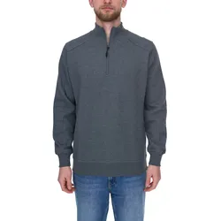SANTINO Herren schlichter Troyer-Pullover Herbst-Pulli mit Baumwollanteil Freizeit-Pullover Grau - XS