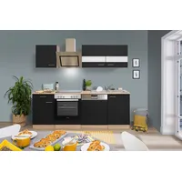 Respekta Küchenzeile Merle 220 cm schwarz