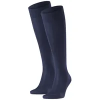 Falke Herren Kniestrümpfe 2er Pack - Tiago, Socken, Bio-Baumwolle, Logo, lang, einfarbig Dunkelblau 45-46