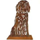 Terma Stahldesign Rost Hund Münsterländer lebensgroß Metall Gartenfigur Handmade Germany wetterfest Gartendeko Tierfigur Grabdeko Geschenk