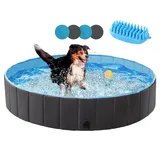Yaheetech Hundepool Ø 100/120/140/160/180 cm, Planschbecken für Hunde Swimmingpool Hundebadewanne, faltbar schwarz Ø 140 cm x 140 cm x 140 cm x 30 cm