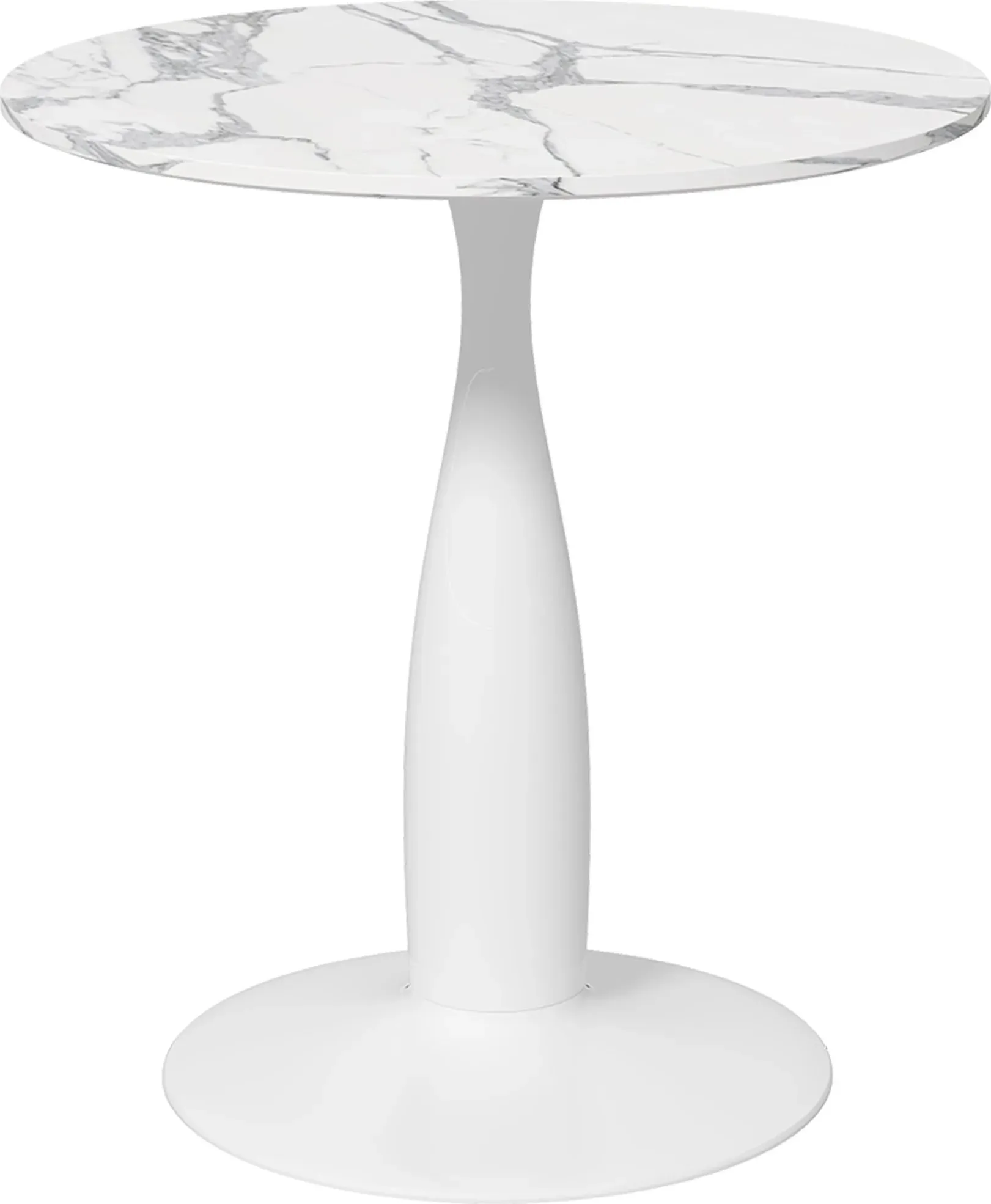 HOMCOM Esstisch 70 x 70 cm rund Küchentisch für 4 Personen Esszimmertisch mit Mamoroptik, Säule-Bein, Kaffeetisch moderner Tisch für Küche, Esszimmer und Wohnzimmer Weiß   Aosom