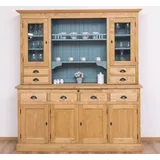 Casa Padrino Küchenbuffet Landhausstil Küchenschrank Naturfarben / Hellblau 180 x 50 x H. 197 cm - Massivholz Esszimmerschrank - Esszimmermöbel im Landhausstil