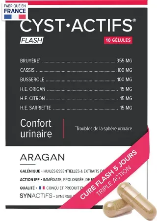 Aragan Synactifs Cystactifs Flash Harnkomfort & Entzündungshemmend Schwarze Johannisbeere 10 Kapseln