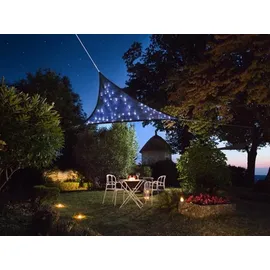 Perel Sonnensegel mit LED-Beleuchtung Dreieckig 3,6 m x 3,6 m x 3,6 m Dunkelblau