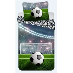 Bettwäsche Fußball Kissenbezug 80 x 80 cm und Bettbezug 135 x 200 cm, 100 % Baumwolle