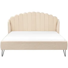 Beliani Polsterbett Beige Textil, 180x200 cm, Schlafzimmer, Betten, Polsterbetten