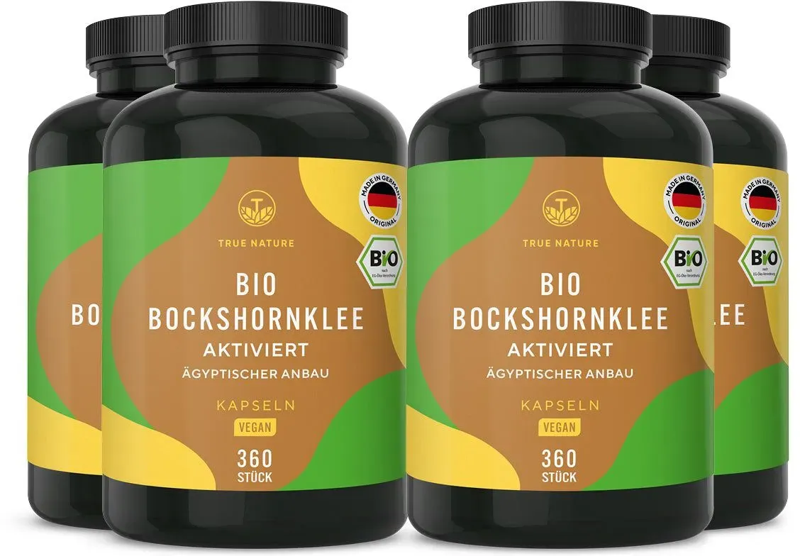 True Nature® Aktivierte Bio Bockshornklee Kapseln - Vegan & Made in Germany 4x360 St