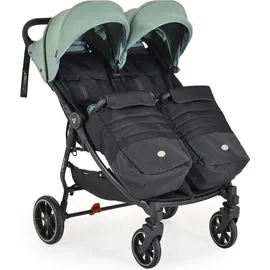 Cangaroo Zwillingskinderwagen 2Gether, Fußabdeckungen, Aluminiumrahmen, faltbar grün