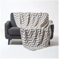 Homescapes Chevron Bettüberwurf 130 x 170 cm Grau