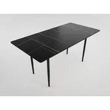 Magnolia Home Esstisch Esszimmertisch MARIA 160x80 schwarze Keramikplatte mit nordic style Ti schwarz