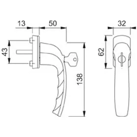 HOPPE Fenstergriff NY 0810S/U10 Alu.F1 35mm abschl.
