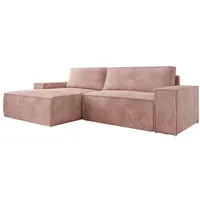 Luxusbetten24 Schlafsofa Designer Sofa Corino in Cord, mit Stauraum und Schlaffunktion rosa