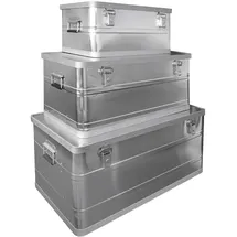 DEMA - Alu Transportbox Alubox 3er Set 45/90/140 Ltr. Transportkiste Werkzeugkiste