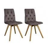 OTTO home Esszimmerstuhl Rania (Set, 2 St), Massivholzgestell, mit Knopfheftung braun