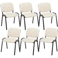 CLP 6er Set Besucherstuhl Ken Kunstleder creme