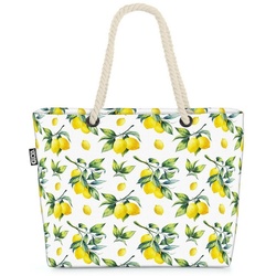 VOID Strandtasche (1-tlg), Sommer Zitronen Beach Bag Zitrone Küche Muster Obst Essen Kochen Pflanze Zitrus bunt