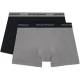 Emporio Armani Herren Boxershorts, 2er Pack - Trunks, Unterwäsche, Stretch Cotton Schwarz/Grau S