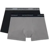 Emporio Armani Herren Boxershorts, 2er Pack - Trunks, Unterwäsche, Stretch Cotton Schwarz/Grau S