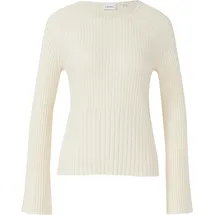 Comma, Rippstrickpullover mit Trompeten-Ärmeln Beige 46