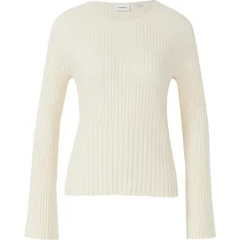Comma, Rippstrickpullover mit Trompeten-Ärmeln Beige 46