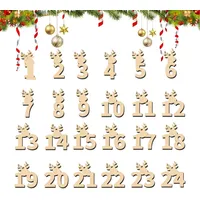 25 Stück Adventskalender Zahlen Holz Set Rentier Zahlen Holzanhänger 1–24 Advent