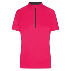 Damen Radshirt Halfzip JN513, hellpink/titan, Größe XXL - hellpink/titan - XXL