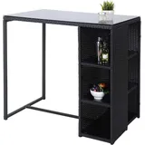 Mendler Poly-Rattan Bartisch HWC-A28, Bistrotisch Garten Bar Loungebar Tisch mit Regal, anthrazit