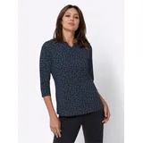 Classic Basics 3/4-Arm-Shirt CLASSIC BASICS "3/4-Arm-Shirt", Damen, Gr. 48, blau (dunkelblau, schwarz, bedruckt), 100% Baumwolle, gemustert, Rundhals, Shirts 3/4-Arm-Shirt