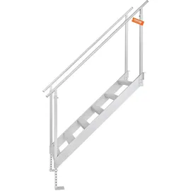 Vevor 6-stufige Badeleiter mit zwei Handläufen Bootsleiter 800x1850x2092mm Poolleiter aus Aluminiumlegierung Treppenleiter 250kg Tragfähigkeit 10cm Pedale Ideal für Häfen Boot Schwimmbäder