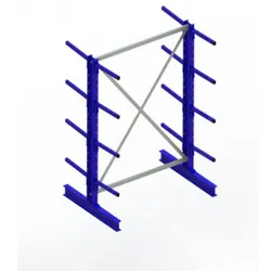 Meta Kragarmregal Grundregal IPE120 doppelseitig 2000 x 1300 x 1200 mm Enzianblau + 8 Kragarmen je Ständer