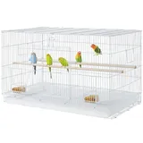 Yaheetech Vogelkäfig Stapelbarer Flugkäfig breiter käfige mit extra viel Platz für Papageien Sittiche, Weiß 76 x 45,5 x 45,5 cm